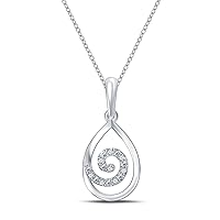 925 Sterling Silver Pear Drop Diamond Accent Pendant Necklace (0.025cttw, I-J/I2-I3) 18