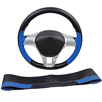 steering wheel cover DIY Car Steering Wheel Cover Universal 38cm Auto Steering Wheel Case Sports Style Microfiber Leather Braid wheelcovers (Color Name : Blue)
