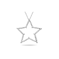 1.08-1.13 Cts SI2 - I1 clarity and I-J color Diamond Star Pendant in 14K White Gold