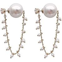 Stud Earrings Sweet Simple Drop Earrings Chain Simulated Pearl Long Tassel Crystal Temperament Jewelry Pearl