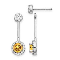 14k White Gold Diamond and Citrine Earrings Measures 22x7mm Wide Jewelry for Women