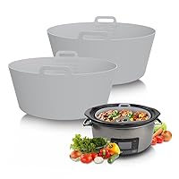 ChefAid Slow Cooker Liners Crock Pot Insert Accessories for 5 6 7 Quart Slow Cookers, 100% Silicone Reusable Liner, Food Safe & Dishwasher Safe (Grey)