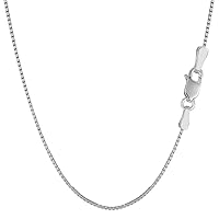 The Diamond Deal 925 Sterling Silver Rhodium Plated 1.3mm Thick Box Chain Necklace for Pendants And Charms With Lobster-Claw Clasp For Men And Women’s Jewelry in Many Sizes (16