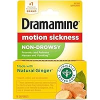 MSNOR Dramamine Non-Drowsy Naturals with Natural Ginger, 18 Capsules by Dramamine