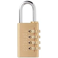 Master Lock Fortress Padlock, Set Your Own Combination Luggage Lock, 1-3/16 in. Wide, 627D,Gold