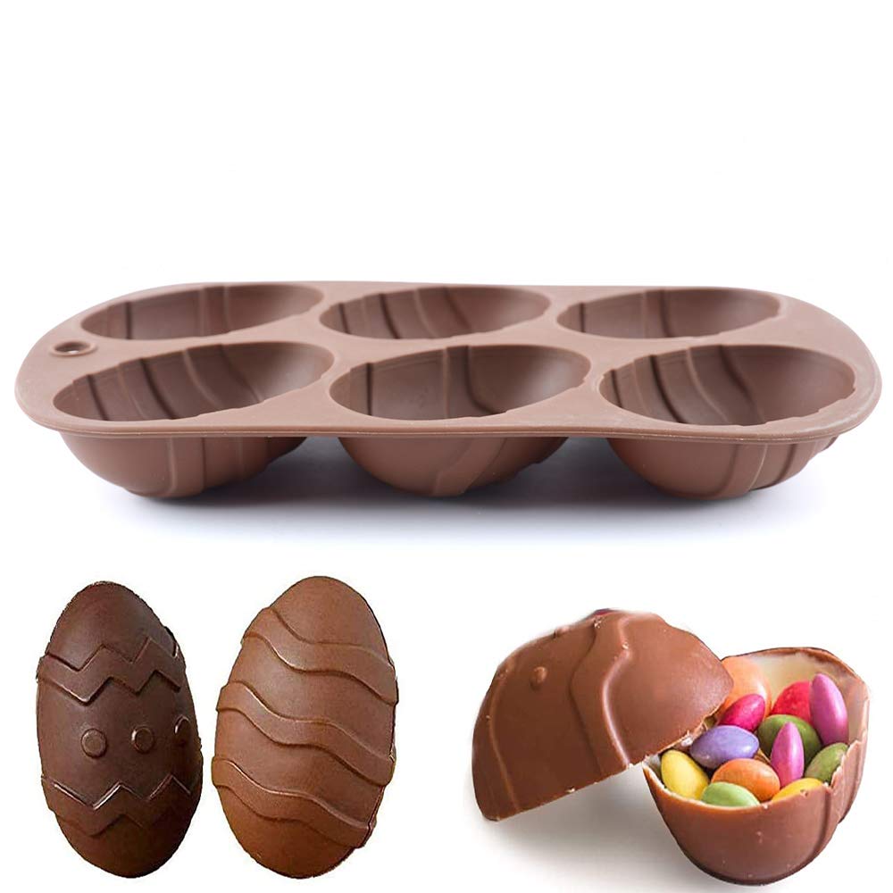 Easter Egg Molds, 3D Dinosaur Egg Chocolate Mold Giant Ostrich Egg Chocolate Cake Fondant Mould Baking Sugar Craft Decorating Mold Tool (brown)