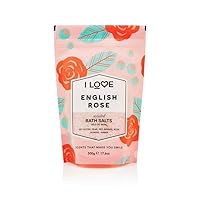 I Love English Rose Scented Bath Salts, with 99% Naturally Derived Ingredients Including ACB BioWater Bamboo, Lightly Fragranced Leaving Skin Feeling Silky & Smooth, VeganFriendly 500g
