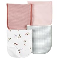 Carter's Baby Girls 4 Pack Cotton Burp Cloths (Pink/Heather)