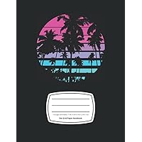 Beach with Palm Trees Notebook - Dot Grid Paper Notebook for School, Office or at-Home Use: 7.44 x 9.69 in (18.9 x 24.61 cm), 120 Pages (60 Sheets), Matte Finish Cover - Aesthetic Vaporwave Journal