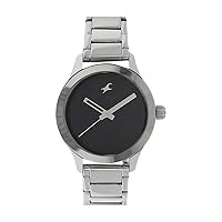 FastRack Women's Fashion-Analog Watch-Quartz Mineral Dial -Silver Metal Strap (Black)
