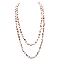Necklace Long 7-8mm Multicolor Irregular Freshwater Cultured Pearl Necklace Sweater Necklace 48