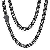ChainsHouse Stainless Steel Mens Cuban Link Chain, Black/18K Gold Miami Cuban Chains Necklace, 5/7/9mm/12mm Width, No Tarnish&Durable Hip Hop Mens Hewelry, 18