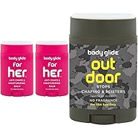 Body Glide For Her Anti Chafe Balm (1.5oz-2pk) and Body Glide Outdoor Anti Chafe Balm (1.5oz)