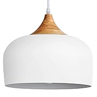 Modern Large Pendant Lights,Wooden Dome Pendant Light Fixture,Adjustable Hanging Pendant Lighting,ChandelierLamp for Kitchen Island,Dining Room,Hallway,Bedroom(White)