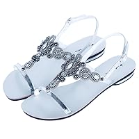 Women Boho Peep Toe String Bead Sandals Female Heel Summer Slipper Lady Beach Casual Shoes Plus Size Silver 12
