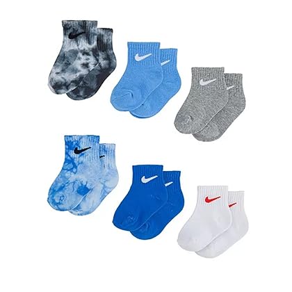 Nike Toddler Baby Boy Socks White/Blue 6 Pairs, Size 6-12 Months