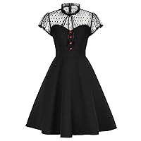 Belle Poque Women's 1950s Polka Dots Vintage Swing Dresses with Pockets