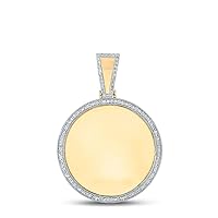 The Diamond Deal 10kt Yellow Gold Mens Round Diamond Circle Picture Memory Pendant 5/8 Cttw
