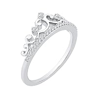 KATARINA Diamond Crown Ring in 10K White Gold (1/10 cttw) (Color-GH, Clarity-I2/I3) (Size-7)