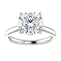 Riya Gems 4 CT Round Moissanite Engagement Ring 10K 14K 18K Solid Gold Moissanite Diamond Ring 925 Sterling Silver Solitaire Engagement Ring Wedding Ring