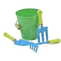 G & F Products 10051 JustForKids Kids Water Pail with Garden Tools Set, Green