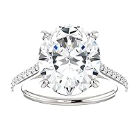 Moissanite Solitaire Engagement Ring, Oval Cut 8.0 Carat, 925 Sterling Silver with 18K Gold, Colorless VVS1