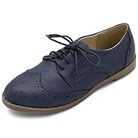 Ollio Women's Flats Shoes Wingtip Lace Up Oxfords