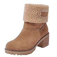 LICE--EN Womens Comfort Warm Fur Lined Boots Winter Snow BootsGrip Sole Winter Warm Ankle Womens Boots Trainers Shoes (Color : E, Size : 34EU)