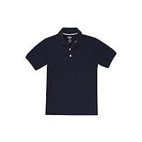 French Toast School Uniform Unisex Short Sleeve Pique Knit Shirt, Navy 31950-18