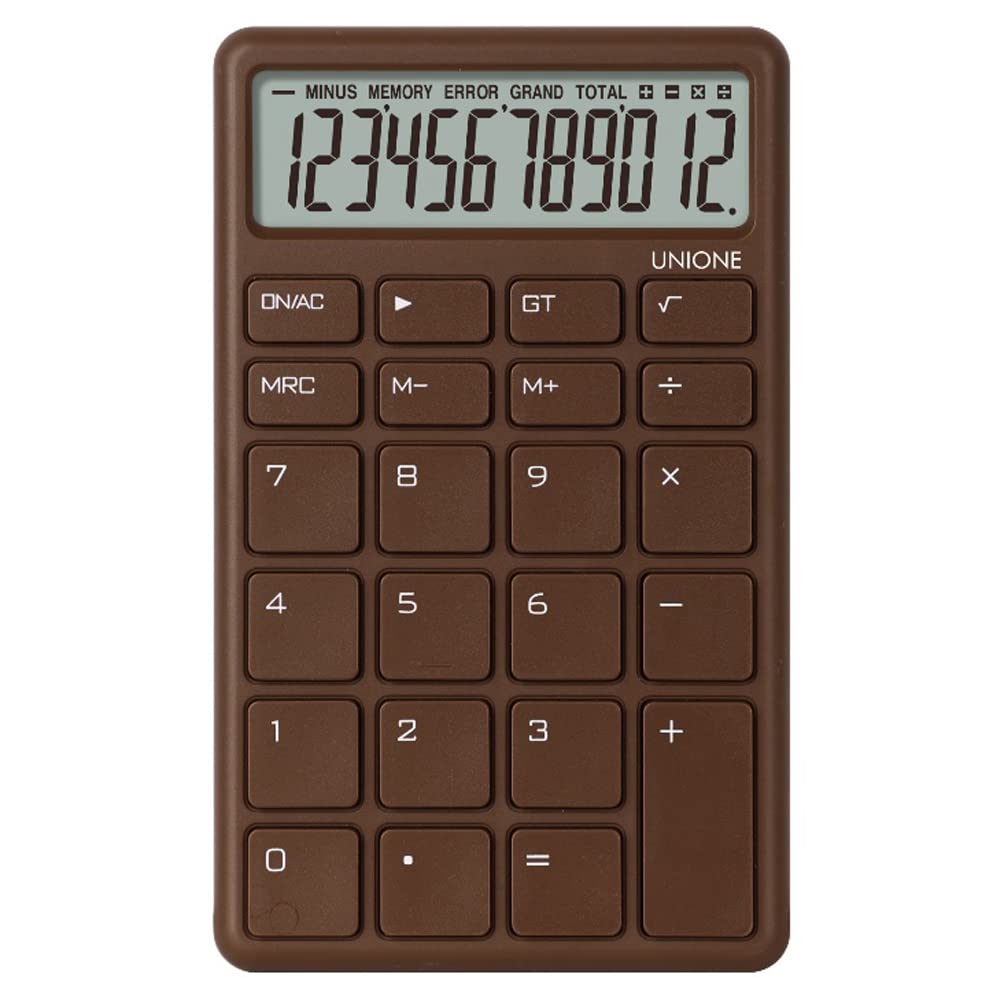 UNIONE Pocket & Desktop Brown Calculator with a Bright LCD, Dual Power Handheld Desktop. Color. Business, Office, High School