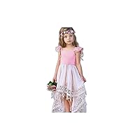 Kids Little Girls' Dress Casual Princess Color Block Tassel Pleated Asymmetric Blushing