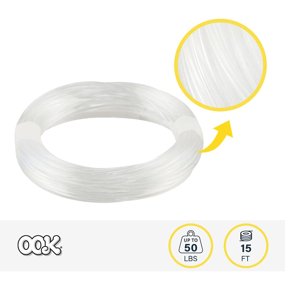 OOK 15 ft. Invisible Hanging Wire, 50 lbs. Capacity, Self Tying Wires, Ideal for Picture Hanging and Planters