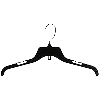 484 Recycled Black Plastic Hangers with Rotating Metal Hook and Notches for Straps, Great for Shirts/Tops/Dresses, 17-Inch (Value Pack of 10) (484BRSEMN10)