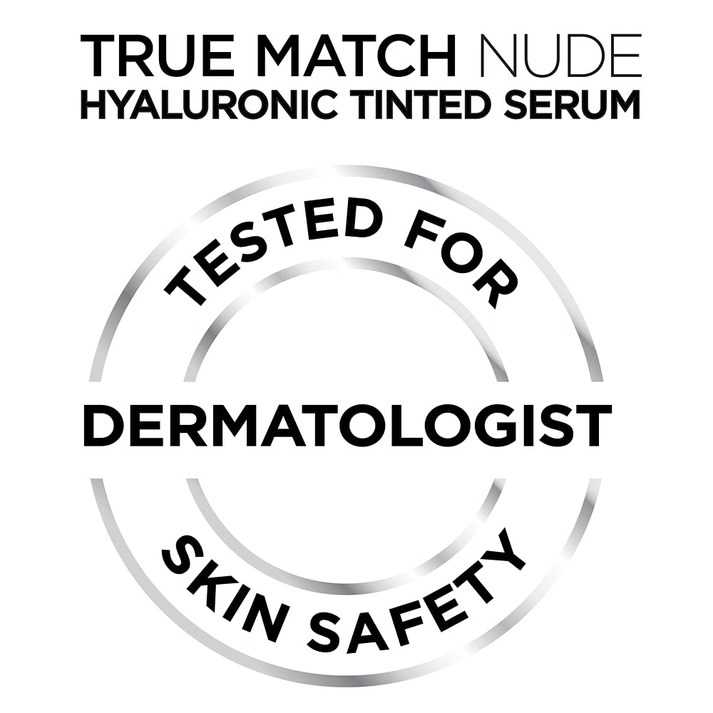 L’Oréal Paris Cosmetics True Match Nude Hyaluronic Tinted Serum The 1st Tinted serum with 1% Hyaluronic acid Instantly skin looks brighter,even&feels hydrated Skincare,Light-Medium 3-4,1 fl. oz.