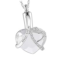 Always with Me Silver Water Drop Necklace Stainless Steel Cremation Ashes Jewelry Crystal Memorial Pendant for Women Men (June)