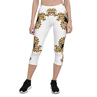 Capri Leggings for Women Girls Pallid White Aureate Gold Yoga Pants