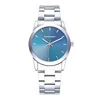 Radiant - Ibiza Collection - Analogue and Automatic Watch for Women. Bracelet Watch with Silver Blue dial and Stainless Steel Strap. Size 36 mm. 3ATM., Blue, Bracelet