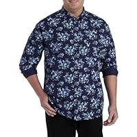 Harbor Bay by DXL Men's Big and Tall Easy-Care Floral Print Sport Shirt
