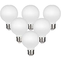 KGC LED Edison Globe Light Bulbs, Neutral White 4000K CRI 90, LED Filament Light Bulb, 5W Equivalent to 40W, G25(G80) Dimmable, Milky Glass, Bathroom Vanity Mirror Light, Pack of 6