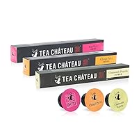 TEA CHÂTEAU Special Blends Tea 3 Flavour Variety Pack, Chenpi Pu'er/Rose Pu'er/Chamomile Hojicha, Compatible with Nespresso Original Line Machines (30 Capsules)