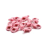 20pcs/Pack Colored Metal Lobster Clasps, Lanyard Snap Clips with Key Rings,for Bag Key Chains Connector,Jewelry Making Accessories (Pink, 14×7mm)