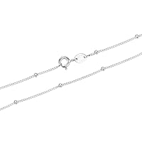 Adabele 1pc Authentic Sterling Silver 1.8mm Satellite Bead Station Curb Chain Necklace Lightweight Tarnish Resistant Hypoallergenic Nickel Free Women Jewelry Made In Italy