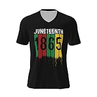 Juneteenth Freedom Day Flag T-Shirts Mens Casual Shirts V-Neck Short Sleeve Football Jersey