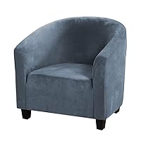 MIFXIN Tub Chair Slipcover Velvet High Stretch Club Chair Cover Spandex Elastic Armchair Couch Cover Sofa Furniture Protector for Living Room Hotel Bar Counter (Grey Blue)