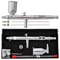 Master Airbrush SB88 Pro Set Dual-Action Side Feed Airbrush Kit with 3 Nozzle Sets (0.3, 0.5 & 0.8mm Needles, Fluid Tips and Air Caps), 1/2 oz. Gravity Cup, How To Guide - Spray Auto, Art, Hobby, Cake