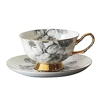 Fun Coffee Mug Ink Painting Combination of Chinese and Western European Luxury Bone China Coffee Cup and Saucer British High-end Afternoon Tea Cup Coffe Mugs/Cappuccino