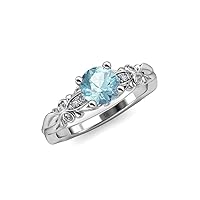 Aquamarine & Natural Diamond (SI2-I1, G-H) Butterfly Engagement Ring 1.09 ctw 14K White Gold