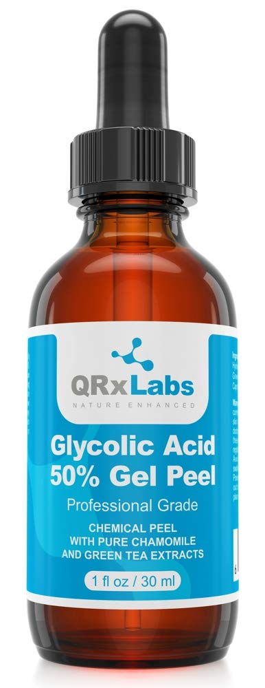 Glycolic Acid 50% Gel Peel with Chamomile and Green Tea Extracts - Professional Grade Chemical Face Peel for Acne Blemishes, Collagen Boost, Wrinkles, Fine Lines - Alpha Hydroxy Acid - 1 Bottle of 1 fl oz
