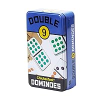 Front Porch Classics | Double 9 Colored Dot Dominoes Travel Tin Set, 2 to 8 Players Ages 8 to 99