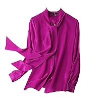 Real Silk Women's Blouse Tops Long Sleeve Women Loose Shirts Blouses Office Lady Work Shirt Spring Summer Autumn